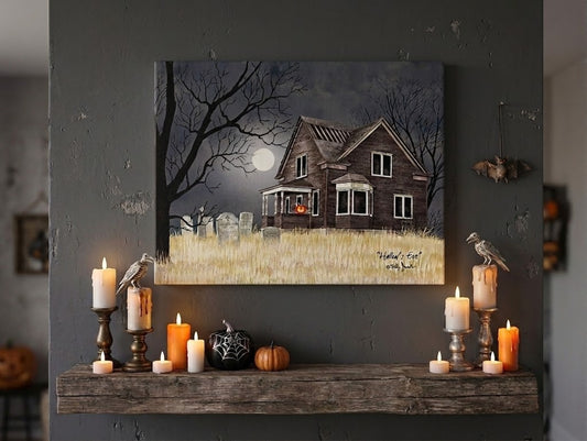 Hallow's Eve by Billy Jacobs Framed Canvas Halloween Wall Art, 12" X 16"