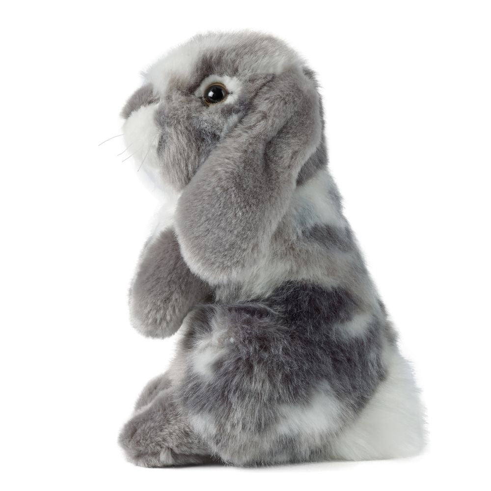 Living Nature Gray and White Sitting Lop Eared Rabbit Stuffed Animal, 8" Plush