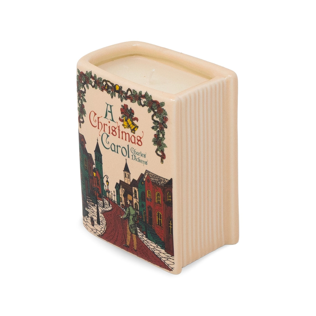 Charles Dickens A Christmas Carol Miniature 3 1/2" Ceramic Book Candle