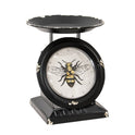 Distressed Vintage Style Black Bee Old Town Metal Scale 7" Tabletop Clock