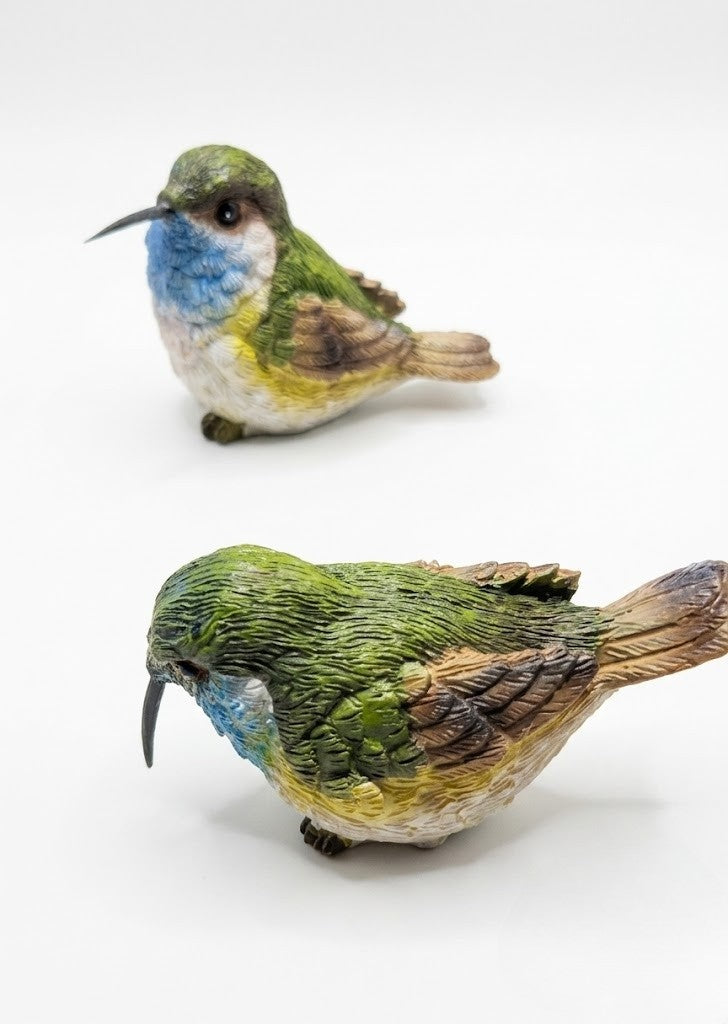 Perched Sitting Hummingbird Miniature Resin Colorful Figurines, Set of 4
