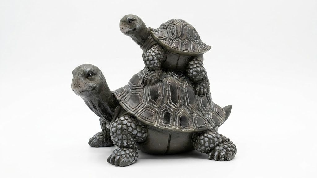 Stacked Turtles Figurine, Resin Tortoise 5 1/2" Small Statue, Garden Accent