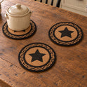 Black Star Braided Jute Trivet Set of 3, 8-Inch Primitive Table Accents