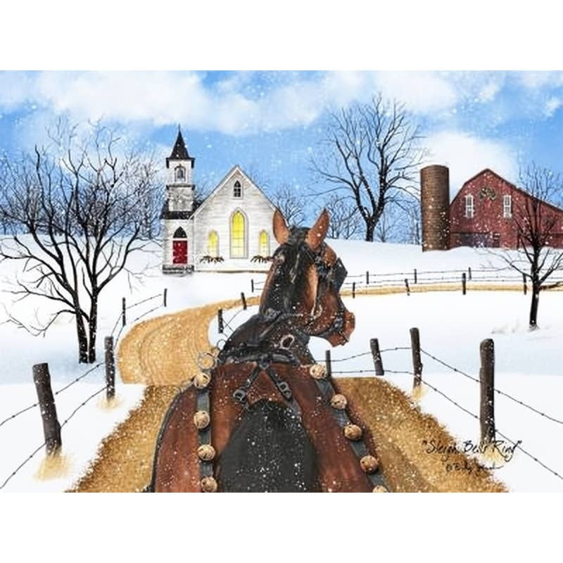 Billy Jacobs "Sleigh Bells Ring" Canvas Wall Art 12x16 Rustic Winter Farmhouse