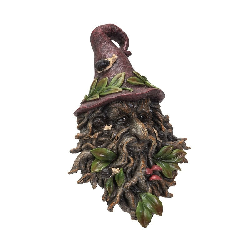 Greenman Wood Spirit Forest Sentinel with Snails and Mushrooms Tree Plaque