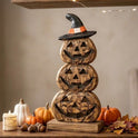 10.5" Rustic Stacked Pumpkin Jack-O'-Lantern Witch Hat Halloween Fall Decor