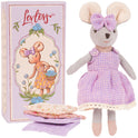 Levlovs Violet Mouse in Linen Purple Check Dress with Keepsake Box and Bedding
