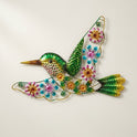 19" Colorful Metal and Acrylic Floral Hummingbird Indoor/Outdoor Wall Art