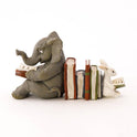 Elephant and Bunny Rabbit Reading Miniature Resin 4" Figurine