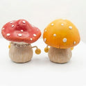 Fairy Garden Mushroom Shelf Sitter Set 2pc Whimsical Dangling Leg Figurines