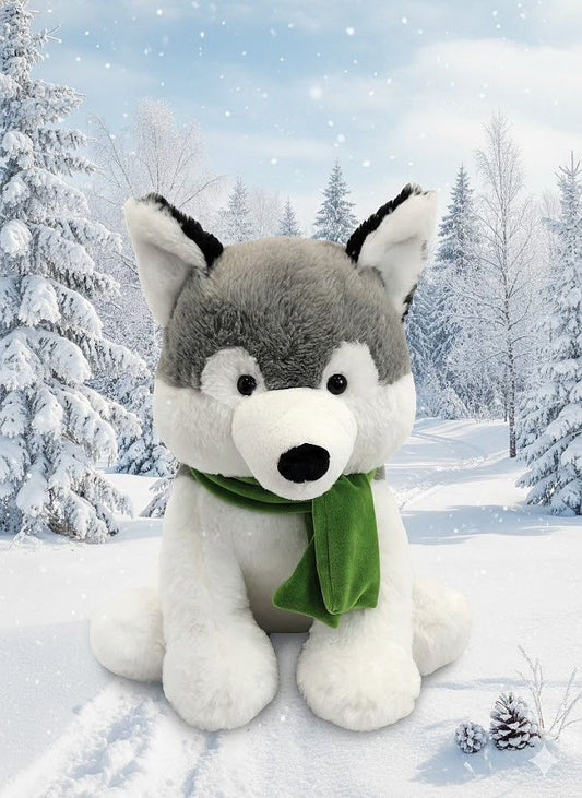 Beverly Hills Teddy Bear Co. Large Winter Cozies Hugger Husky Dog, 14" Plush