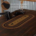 Braided Jute Oval Table Runner 13" x 36" Primitive Crow Star Colonial Folk Art