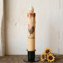 Rise and Shine Rooster 7" Led Timer Taper Candle and Black Holder Set
