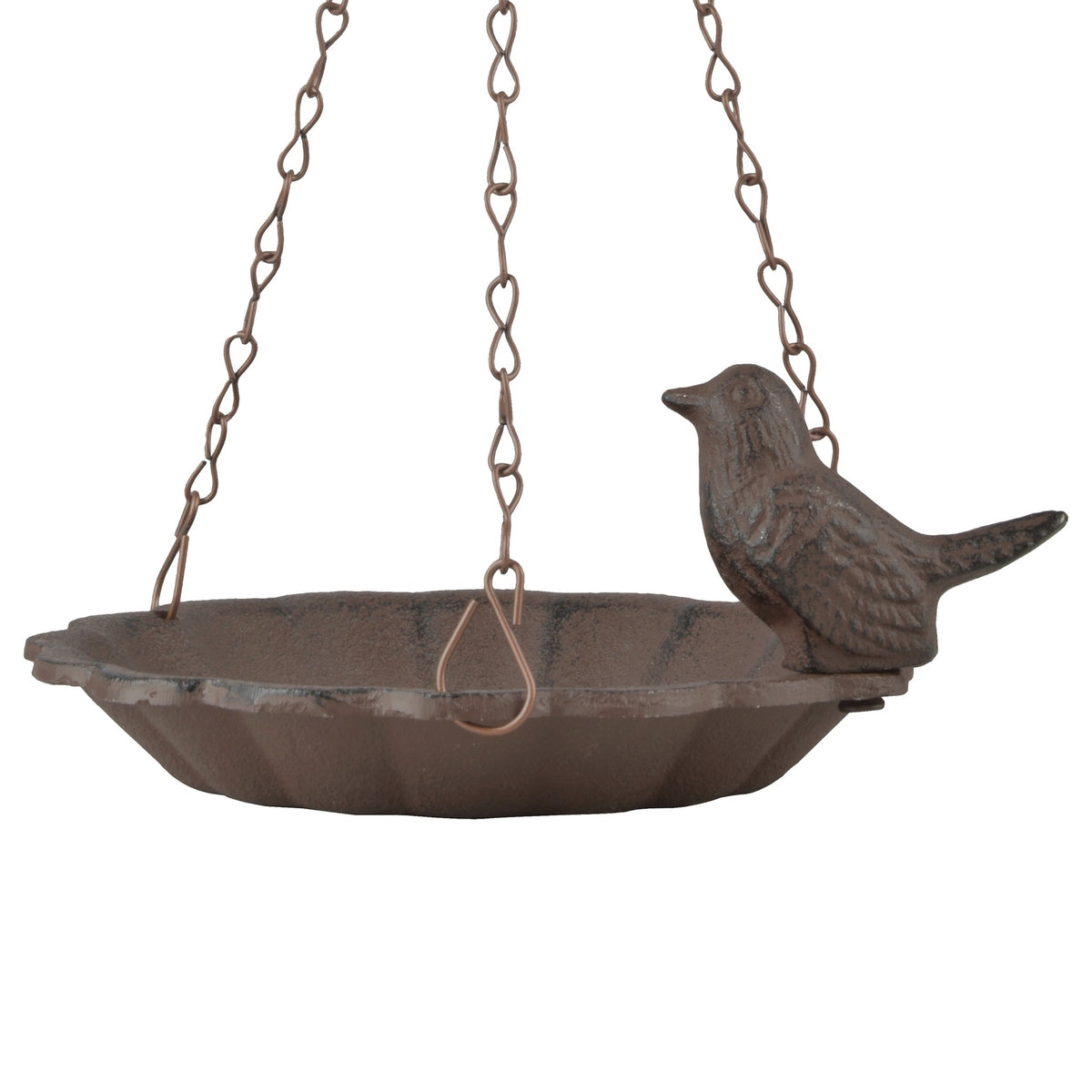 Cast Iron Decorative Antique Brown Hanging Bird Bath and Bird Seed Feeder