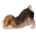 Realistic Adorable Crouching, Playful Beagle Puppy Dog Resin Figurine 7.5"