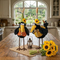 Whimsical Standing Harvest Crows with Sunflowers. Farmhouse Decor, Set of Two