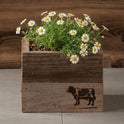 Rustic Wood Farmhouse Crock Cow Planter, Handmade 100% Reclaimed Wood
