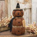 Primitive Stuffed Pumpkin Figure "Victor", Large Fabric Halloween Shelf Sitter