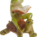 Miniature 2" Fairy Garden & Terrarium Frog Reading Book on Turtle Statue