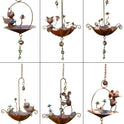Hanging Animal Bird Feeder & Garden Mobile, Rustic Metal Yard Art in Rust