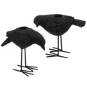 Metal Black Crow Taper Candle Holder Pair, Halloween & Fall Table Decor