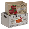 Miniature Fall Harvest Wooden Crate 2-Piece Set, Pumpkin & Apple Orchard Bins