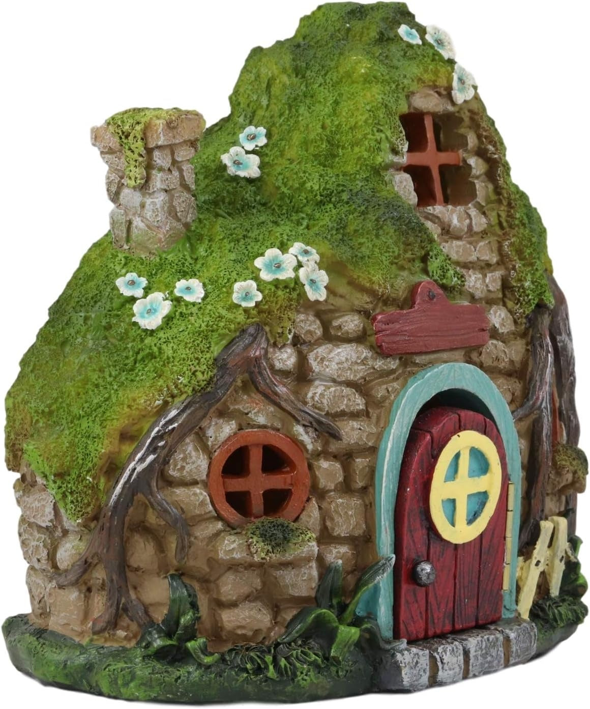 Enchanted LED Light-Up Stone Fairy Garden House Miniature Cottage