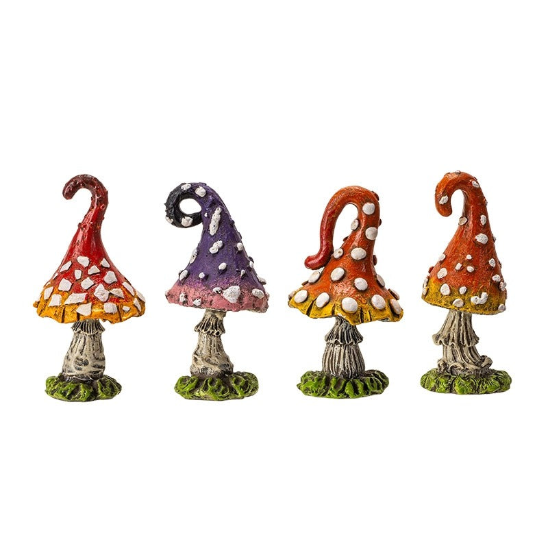 Mini Toadstool Mushroom Fairy Garden Home and Garden Decor Set of 4