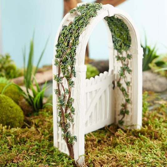 Mary Engelbreit Fairy Garden Collection Resin Miniature 6" Gated Arbor with Vine