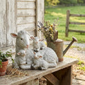 Farmhouse Sheep Family Figurine – Small Resin Mother Ewe with 3 Lambs Statue