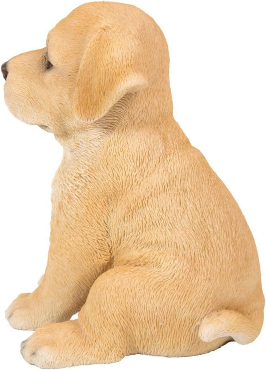 Adorable Seated Yellow Labrador Puppy Dog Collectible Resin Figurine, 6.5 inch