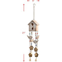 Distressed, Rustic Wood, Metal and Beads Birdhouse Chime, 21" Farmhouse Decor