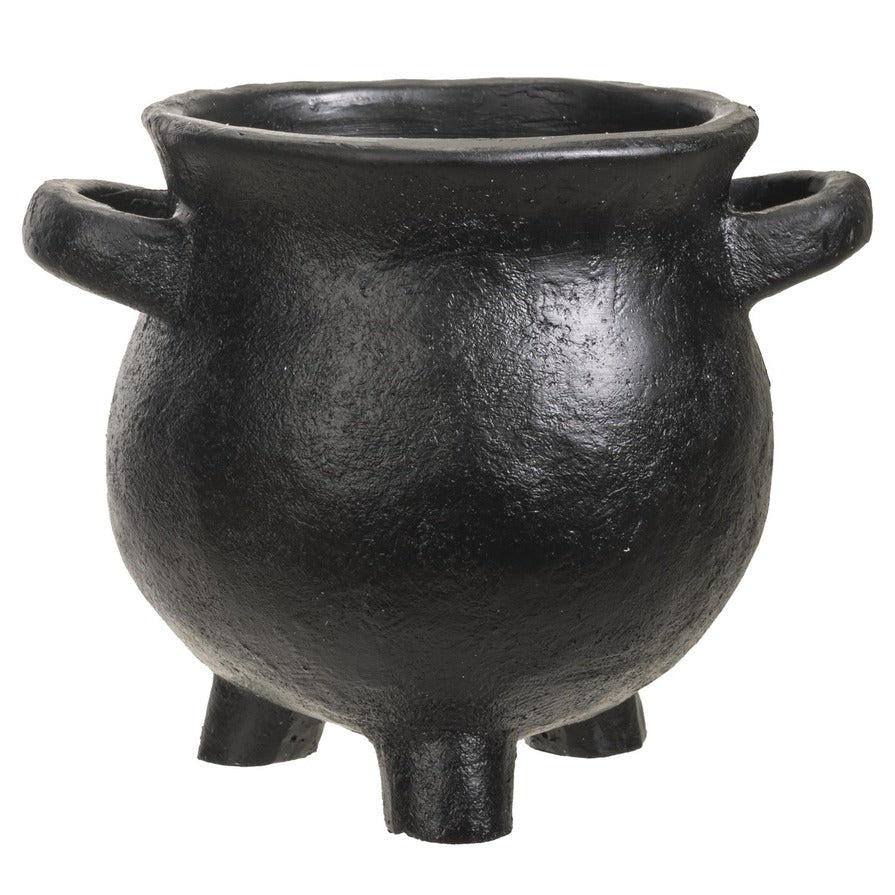 Herbs For Spells Small Witches Cauldron Plant Pot, Black Cold Resin Planter