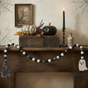 Halloween 40" Black and White Bead Garland Boo Ghost Charm and Fabric Tassel