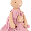 Levlovs Mom and Baby Plush Bunny Rabbit Dolls in Rose Pink Eyelet Dresses