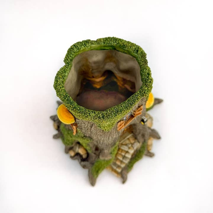 Miniature Rustic Resin Tree Stump Fairy Garden House Planter, Mini Flower Pot