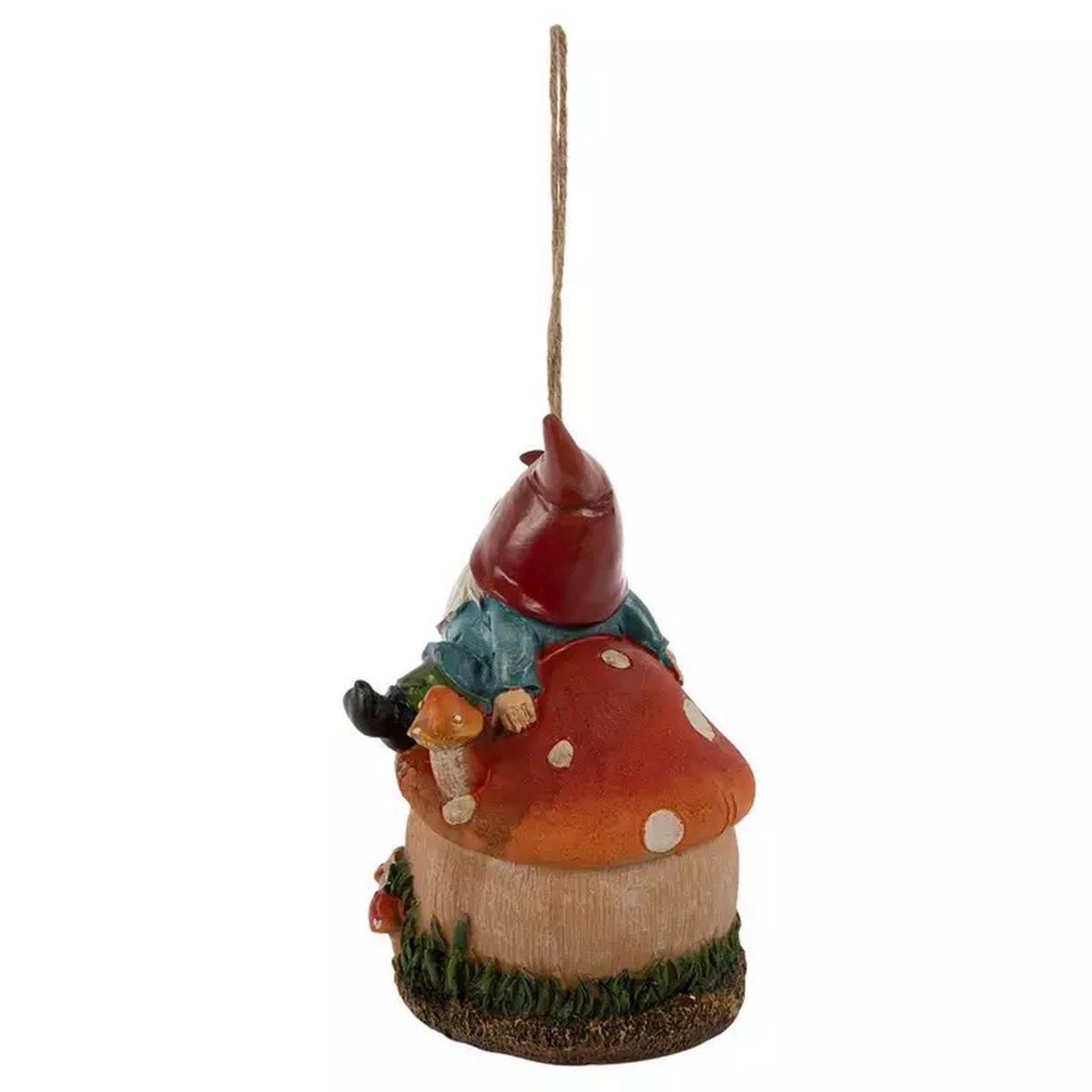 Gnome Fairy Mushroom Toadstool Birdhouse, 8" Hanging Garden Accent