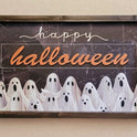 Rustic "Happy Halloween" Ghost Gathering Wood Framed Wall Picture, 9.5"X 15.75"