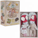 Levlovs Girl and Boy Christmas Mouse with Bedding and Pillows in Keepsake Box