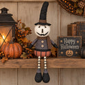 Primitive Halloween Pumpkin Shelf Sitter with Charcoal Gray Top and Dangly Legs