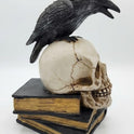 Raven on Skull Perch Edgar Allan Poe, Witch's Brew Spellbooks Halloween Accent