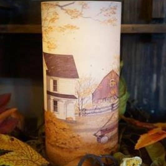Billy Jacobs "Remember When" 8" Flameless LED Timer Pillar Candle, Fall Decor