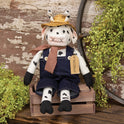 WIlbur The Cow with Overalls and Straw Hat Country Prim Plush 19" Doll