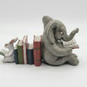 Elephant and Bunny Rabbit Reading Miniature Resin 4" Figurine