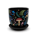 Enchanted Dark Forest 4" Ceramic Planter, Luna Moth & Mushroom Pot with Saucer