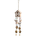Distressed, Rustic Wood, Metal and Beads Birdhouse Chime, 21" Farmhouse Decor
