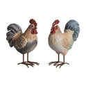 Rustic Farmhouse Rooster Statues Small Resin Chicken Figurine Pair