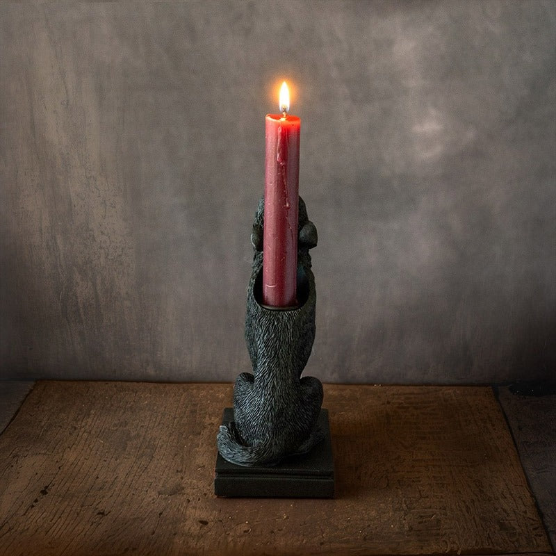 Ululanoctis Gothic Decor Dark Academia Cold Cast Resin Wolf Candle Holder