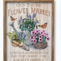 Vintage Farmhouse Wood Framed "Old Thyme Flower Market" Wall Art - 16.5" x 12.5"