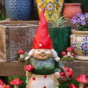 Granny Garden Gnome With Toadstool Basket, Small Statuette Garden Decor